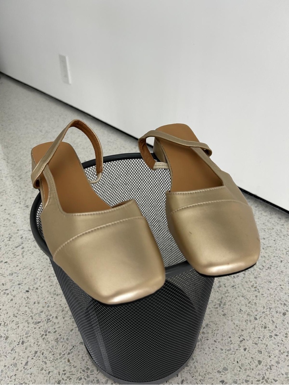 Gold Slingback Square-Toe Flats